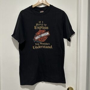 Vintage 90s HARLEY-DAVIDSON black IF I HAVE TO EXPLAIN T shirt‎ Med made in USA